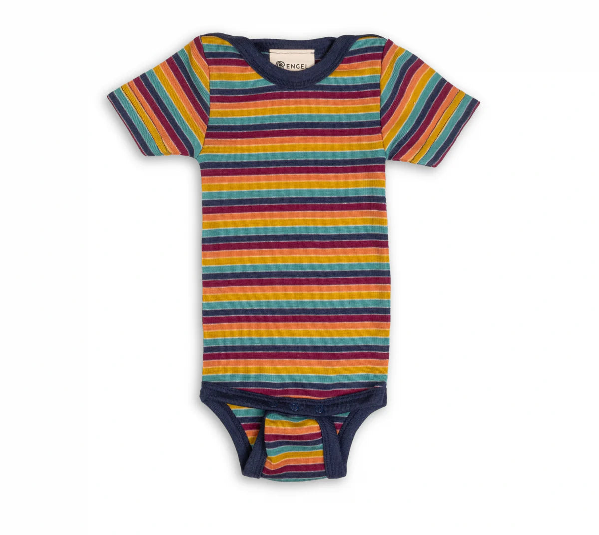 Body lana e seta manica corta riga multicolor .